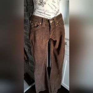 Women's brown corduroy flare leg pants
